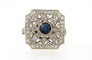 Bague 65 Bague Art déco en platine avec saphir et diamants 58 Facettes 6165c