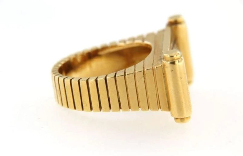 Bague 52 Bague tank en or jaune 18 ct avec diamants 58 Facettes 5509w