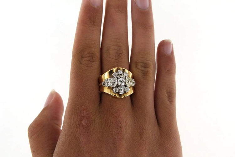 Bague 55 Bague tank en or jaune 18 carats et diamants 58 Facettes 4800p