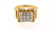 Bague 57 Bague Tank en or jaune et platine 18 ct pavée de diamants 58 Facettes 4718l