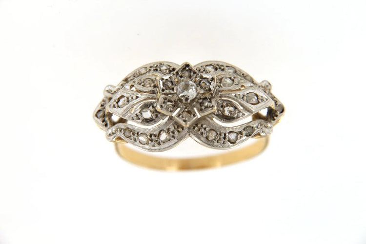 Bague 53 Bague marguerite en or jaune et gris 18 ct, diamants 58 Facettes 6506f