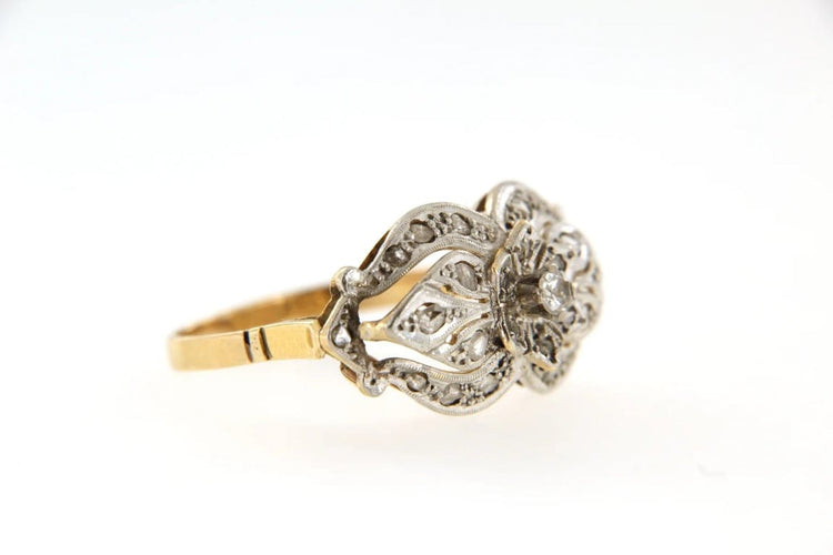 Bague 53 Bague marguerite en or jaune et gris 18 ct, diamants 58 Facettes 6506f