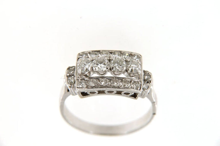Bague 55 Bague tank rectangulaire en or gris et diamants 58 Facettes 6387q
