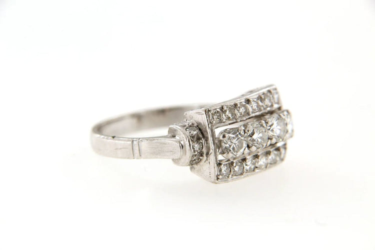 Bague 55 Bague tank rectangulaire en or gris et diamants 58 Facettes 6387q