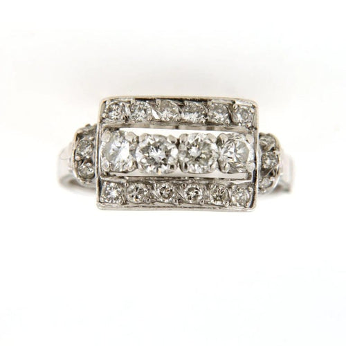 Bague 55 Bague tank rectangulaire en or gris et diamants 58 Facettes 6387q