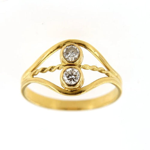 Bague 55 Bague Toi & Moi en or jaune 19 ct et diamants 58 Facettes cfmcd
