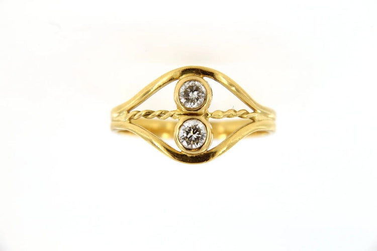 Bague 55 Bague Toi & Moi en or jaune 19 ct et diamants 58 Facettes cfmcd