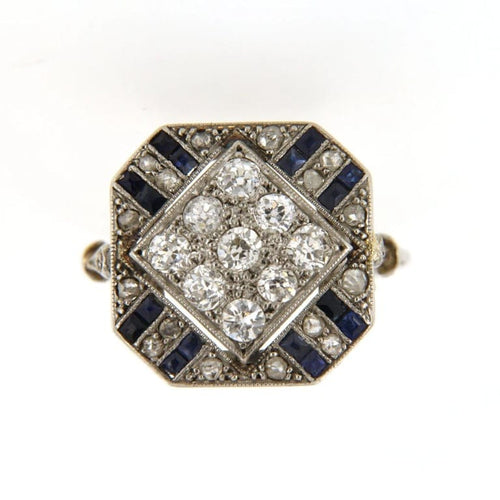 Bague 52 Bague Art déco en platine avec diamants et saphirs calibrés 58 Facettes 6343y
