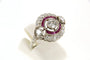Bague 55 Bague Art déco en platine avec diamants et rubis calibrés 58 Facettes 6268b