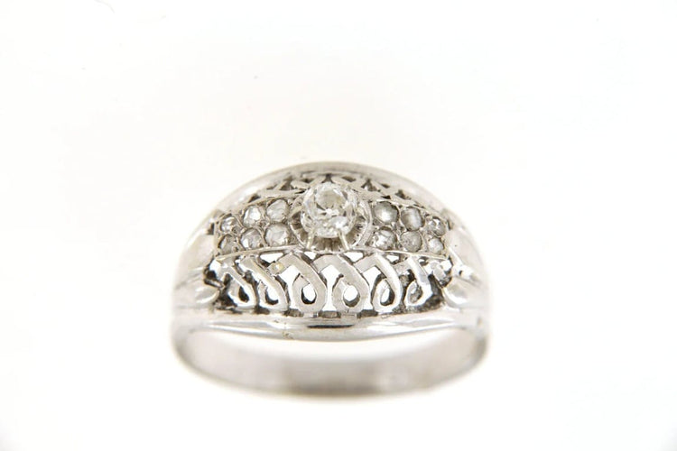 Bague 61 Bague Art déco en or jaune 18 carats et diamants 58 Facettes cfmcd