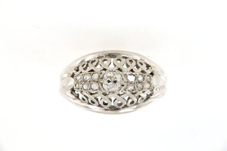 Bague 61 Bague Art déco en or jaune 18 carats et diamants 58 Facettes cfmcd