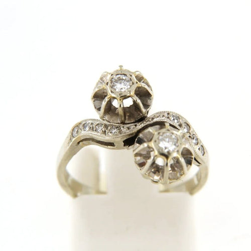 Bague 50 Bague Toi & Moi en or gris 18 carats et diamants 58 Facettes cfmcd
