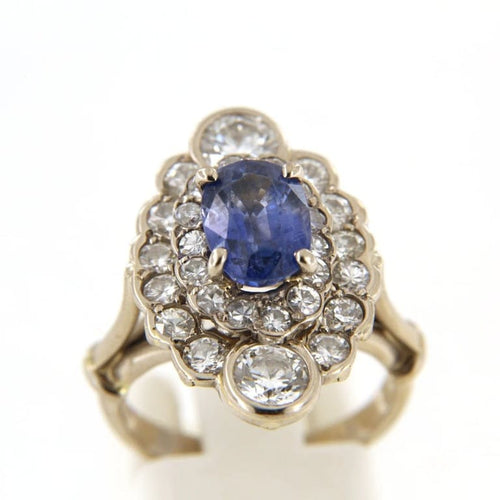 Bague 50 Bague marquise en or gris 18 carats, saphir et diamants 58 Facettes 6283q