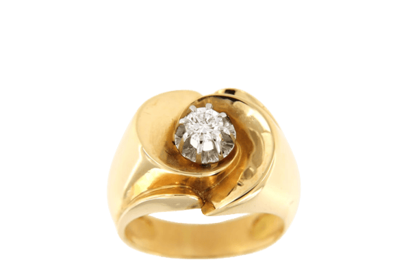 Bague 52 Bague tank en or jaune 18 carats et diamant 0,20 ct 58 Facettes cfmcd
