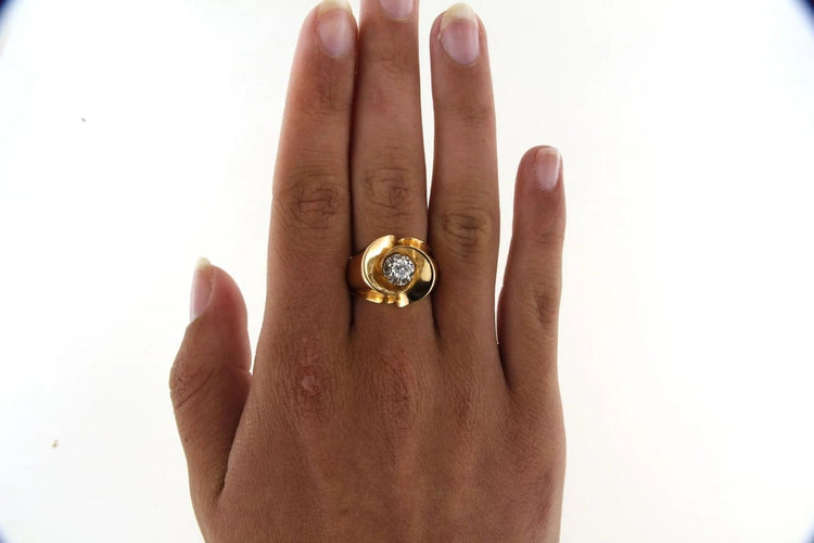 Bague 52 Bague tank en or jaune 18 carats et diamant 0,20 ct 58 Facettes cfmcd
