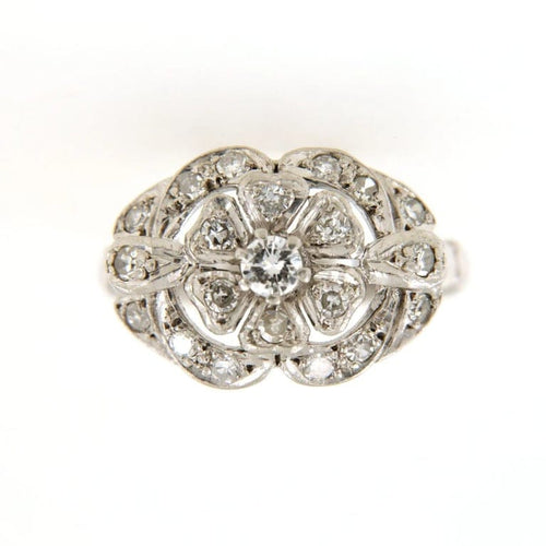 Bague 54 Bague Art déco en or gris 18 carats et diamants 58 Facettes 6471w