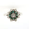 Bague 53 Bague marguerite - Diamants et émeraude en or gris 18 carats 58 Facettes 6087c