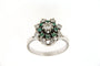 Bague 53 Bague marguerite - Diamants et émeraude en or gris 18 carats 58 Facettes 6087c