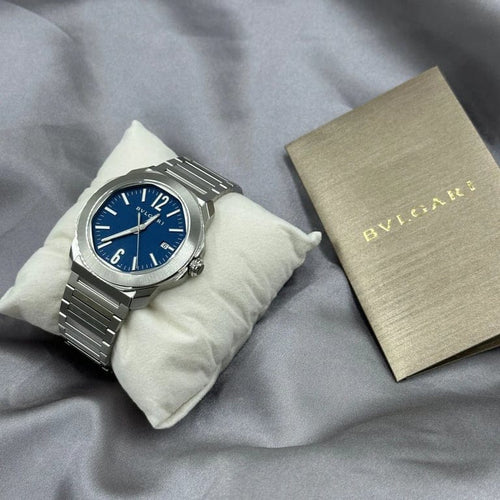 Montre Bulgari Octo Roma - Montre automatique en acier bleu 41 mm 58 Facettes