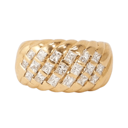 Bague 52 Bague demi-jonc en or jaune 18k avec 19 diamants 58 Facettes LOT 3581