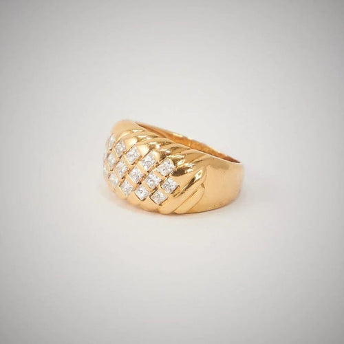 Bague 52 Bague demi-jonc en or jaune 18k avec 19 diamants 58 Facettes LOT 3581