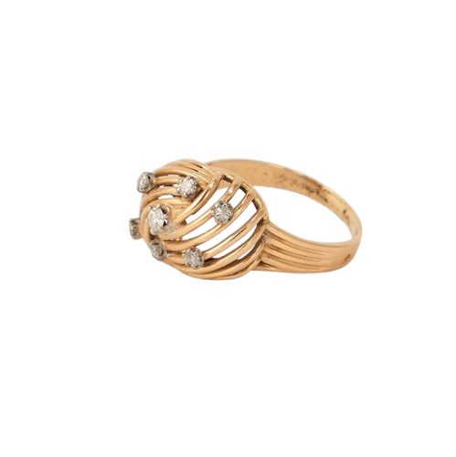 Bague 59 Bague vintage bombée en or jaune 18k et diamants 58 Facettes LOT 491