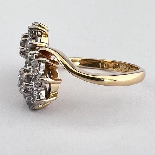 Bague 55 Bague Toi & Moi en or jaune 18k et diamants 58 Facettes LOT P1036
