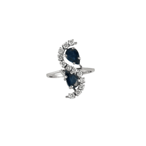 Bague 48 Bague vintage en or gris 18k, saphirs et diamants 58 Facettes LOT 3701