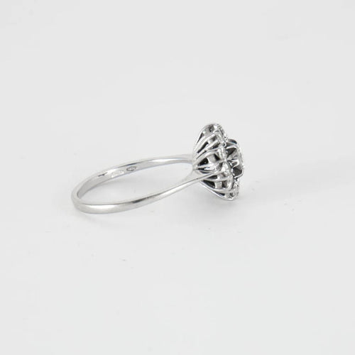 Bague 57.5 Bague fleur en or gris 18k et diamants 58 Facettes LOT E010