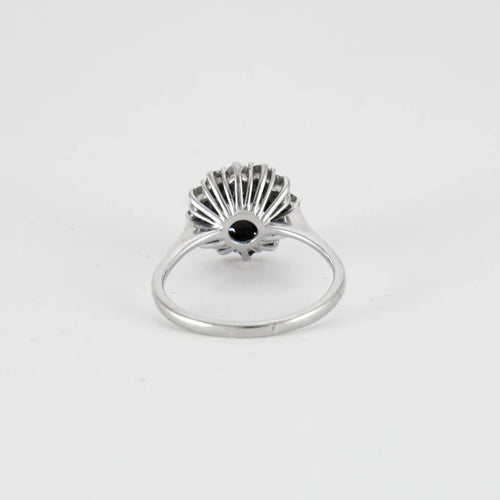 Bague 57.5 Bague fleur en or gris 18k et diamants 58 Facettes LOT E010