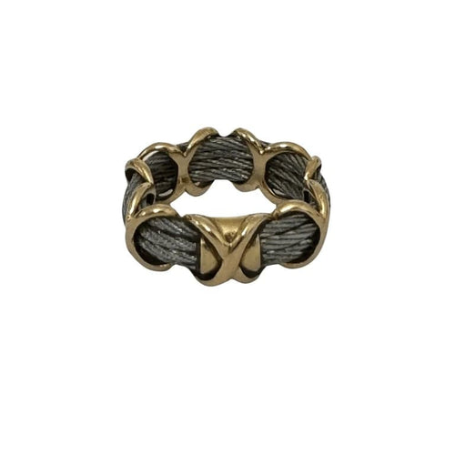 Bague 48 FRED Force 10 - Bague en or jaune 18k et acier 58 Facettes E015