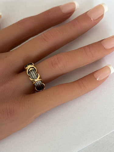 Bague 48 FRED Force 10 - Bague en or jaune 18k et acier 58 Facettes E015