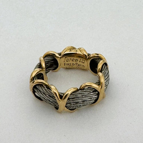 Bague 48 FRED Force 10 - Bague en or jaune 18k et acier 58 Facettes E015