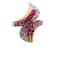 Bague 52 Bague Toi & Moi fleur d’arum en or jaune 18K, platine, rubis et diamants 58 Facettes