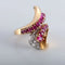 Bague 52 Bague Toi & Moi fleur d’arum en or jaune 18K, platine, rubis et diamants 58 Facettes