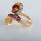 Bague 52 Bague Toi & Moi fleur d’arum en or jaune 18K, platine, rubis et diamants 58 Facettes