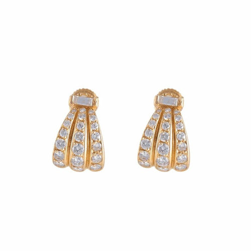 Boucles d'oreilles Boucles d’oreilles demi-jonc en or jaune 18K et diamants 58 Facettes