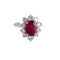 Bague 53 Bague en or blanc 18K avec rubis et diamants 58 Facettes