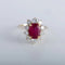 Bague 53 Bague en or blanc 18K avec rubis et diamants 58 Facettes