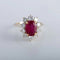 Bague 53 Bague en or blanc 18K avec rubis et diamants 58 Facettes