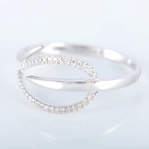 Bague 55 Bague feuille en or blanc 18K et diamants 58 Facettes