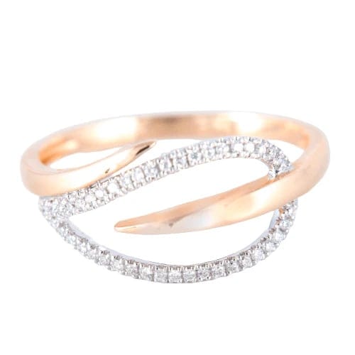 Bague 55.5 Bague feuille en or rose et or blanc 18K, diamants 58 Facettes