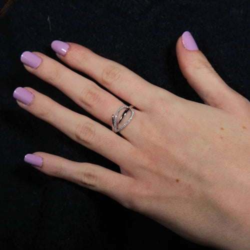 Bague 55.5 Bague feuille en or rose et or blanc 18K, diamants 58 Facettes