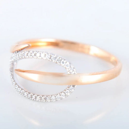 Bague 55.5 Bague feuille en or rose et or blanc 18K, diamants 58 Facettes
