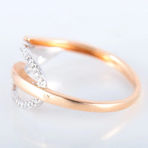 Bague 55.5 Bague feuille en or rose et or blanc 18K, diamants 58 Facettes