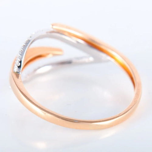Bague 55.5 Bague feuille en or rose et or blanc 18K, diamants 58 Facettes