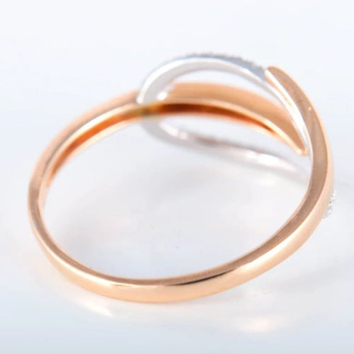 Bague 55.5 Bague feuille en or rose et or blanc 18K, diamants 58 Facettes
