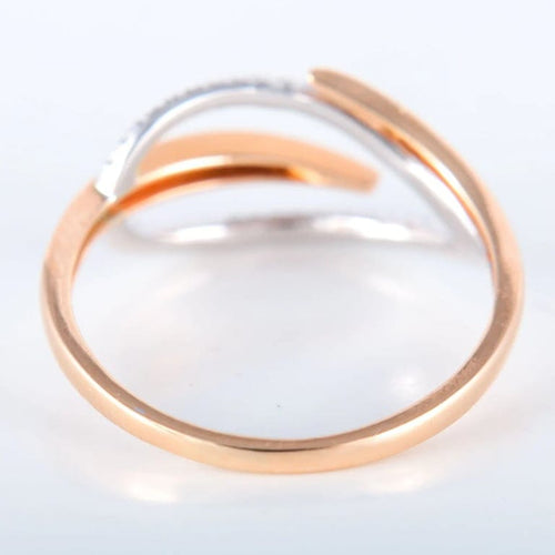 Bague 55.5 Bague feuille en or rose et or blanc 18K, diamants 58 Facettes