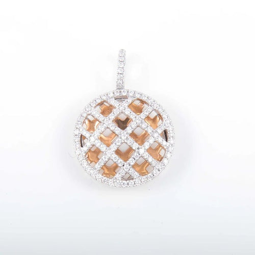 Pendentif Pendentif - Croisée de lignes en or blanc et jaune 18K et diamants 58 Facettes