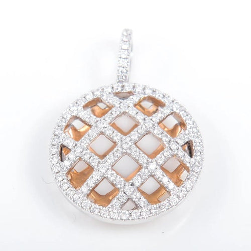 Pendentif Pendentif - Croisée de lignes en or blanc et jaune 18K et diamants 58 Facettes